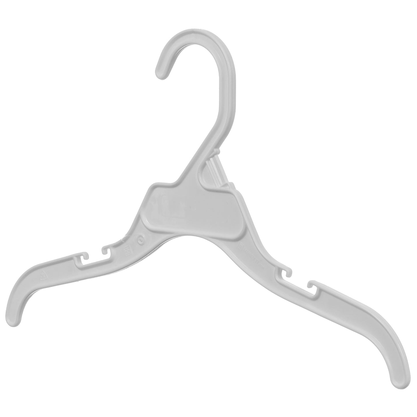 15" White All Plastic Shirt Top Dress Hangers With Notches (Mainetti 472)