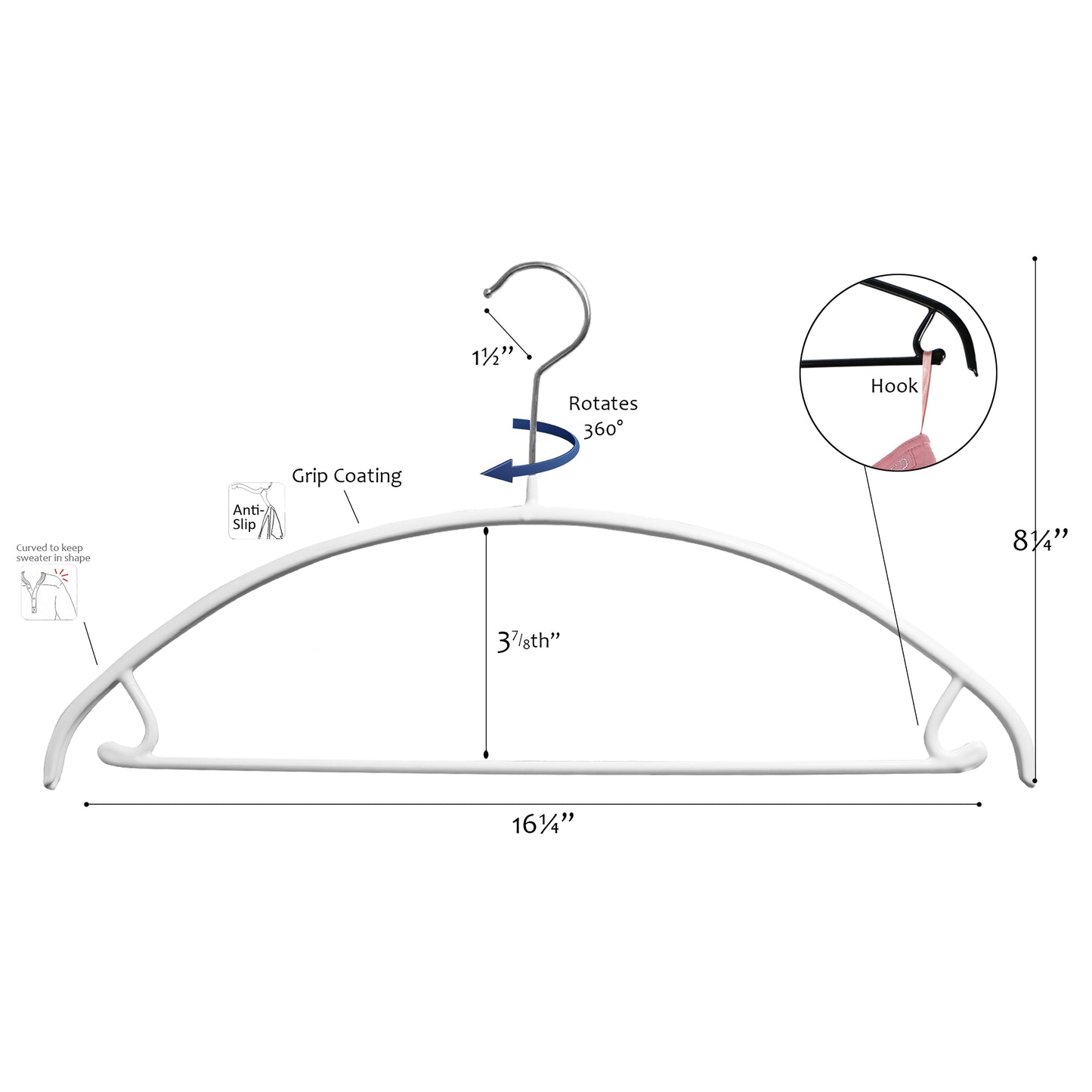Metal Non-Slip - 16 1/4" Euro Top and Bottom Hanger