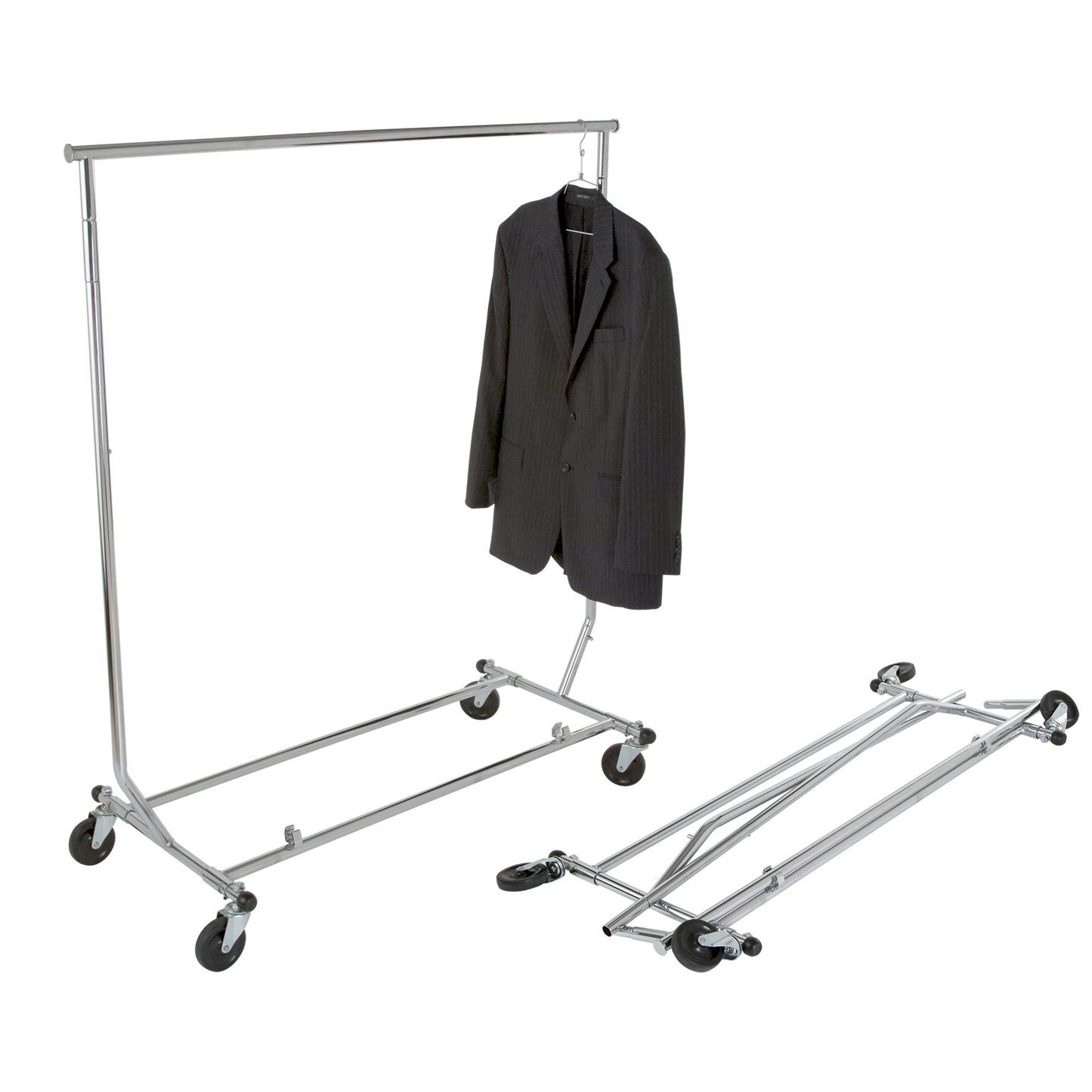 Heavy Duty Salesman's Rack - Collapsible Garment Rack - Round Tubing