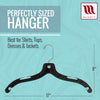 Mainetti 5400, 17" Black Plastic, Shirt Top Dress Hangers, with 360 swivel metal hook and notches for straps