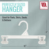 Mainetti 6110, 10" White all Plastic, Pant Skirt Slack Bottom Hangers, with sturdy plastic non-slip clips