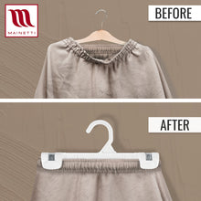 Mainetti 1001, 10" White all Plastic, Pant Skirt Slack Bottom Hangers, with sturdy plastic non-slip clips