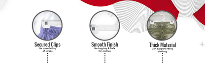 10" White all Plastic, Pant Skirt Slack Bottom Hangers, with sturdy plastic non-slip clips (Mainetti 1001)