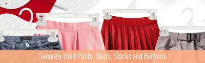 Mainetti 6110, 10" White all Plastic, Pant Skirt Slack Bottom Hangers, with sturdy plastic non-slip clips