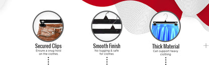 Mainetti 6212, 12" Black Plastic, Pant Skirt Slack Bottom Hangers, with turnable metal hook, sturdy padded non-slip plastic clips