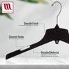 Mainetti 3329, 17" Heavy Duty Black Plastic, Jacket Coat Outerwear Hangers, with long turnable metal hook