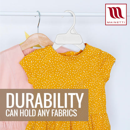 15" White All Plastic Shirt Top Dress Hangers With Notches For Straps (Mainetti 472)