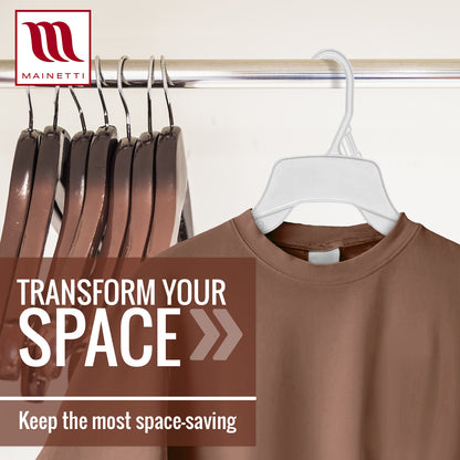 Mainetti 491, 19" Natural all Plastic, Shirt Top Dress Hangers, with notches for straps