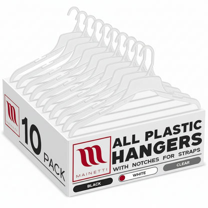 Mainetti 491, 19" Natural all Plastic, Shirt Top Dress Hangers, with notches for straps