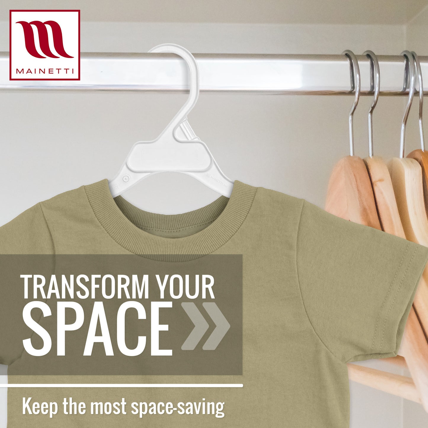 Mainetti 496, 12" White all Plastic, Shirt Top Dress Hangers, with notches for straps