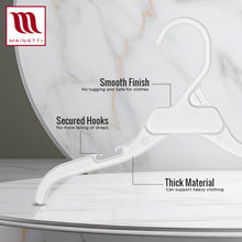 Mainetti 496, 12" White all Plastic, Shirt Top Dress Hangers, with notches for straps