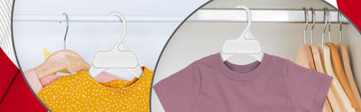 Mainetti 472, 15" White all Plastic, Shirt Top Dress Hangers, with notches for straps