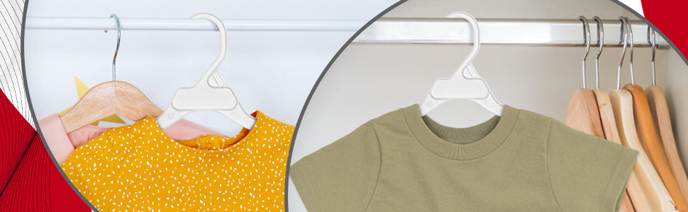 Mainetti 496, 12" White all Plastic, Shirt Top Dress Hangers, with notches for straps