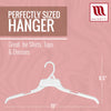 Mainetti 509, 19" White all Plastic, Shirt Top Dress Hangers, with notches for straps