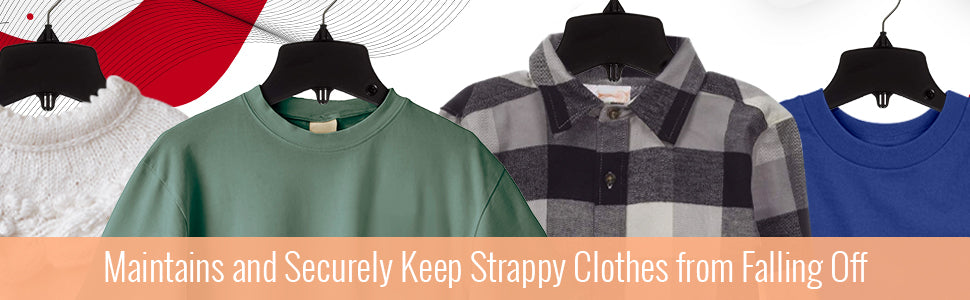 Mainetti 3328, 17" Heavy Duty Black Plastic, Jacket Coat Outerwear Hangers, with standard turnable metal hook