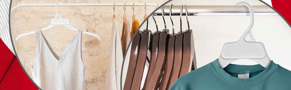 Mainetti 509 White All Plastic Hangers With Notches For Straps, Great For Shirts