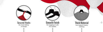 Mainetti 5400, 17" Black Plastic, Shirt Top Dress Hangers, with 360 swivel metal hook and notches for straps