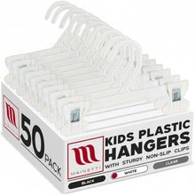 Mainetti 6108, 8" White all Plastic, Pant Skirt Slack Bottom Hangers, with sturdy plastic non-slip clips