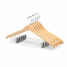 17" Rubber Coated Wooden Suit Hanger with Metal Clips