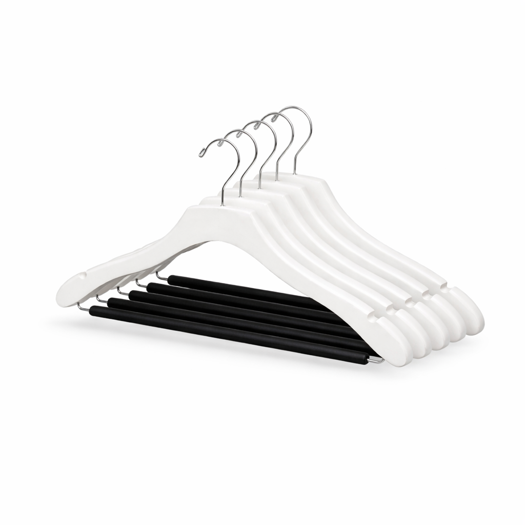 17" Wavy Wooden Suit Hanger with Flocked Bar