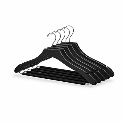 17" Wavy Wooden Suit Hanger with Flocked Bar