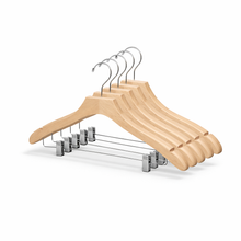 17" Wavy Wooden Suit Hanger with Metal Clips