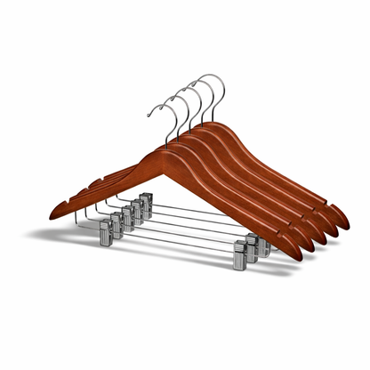 17" Wooden Suit Hanger with Metal Clips