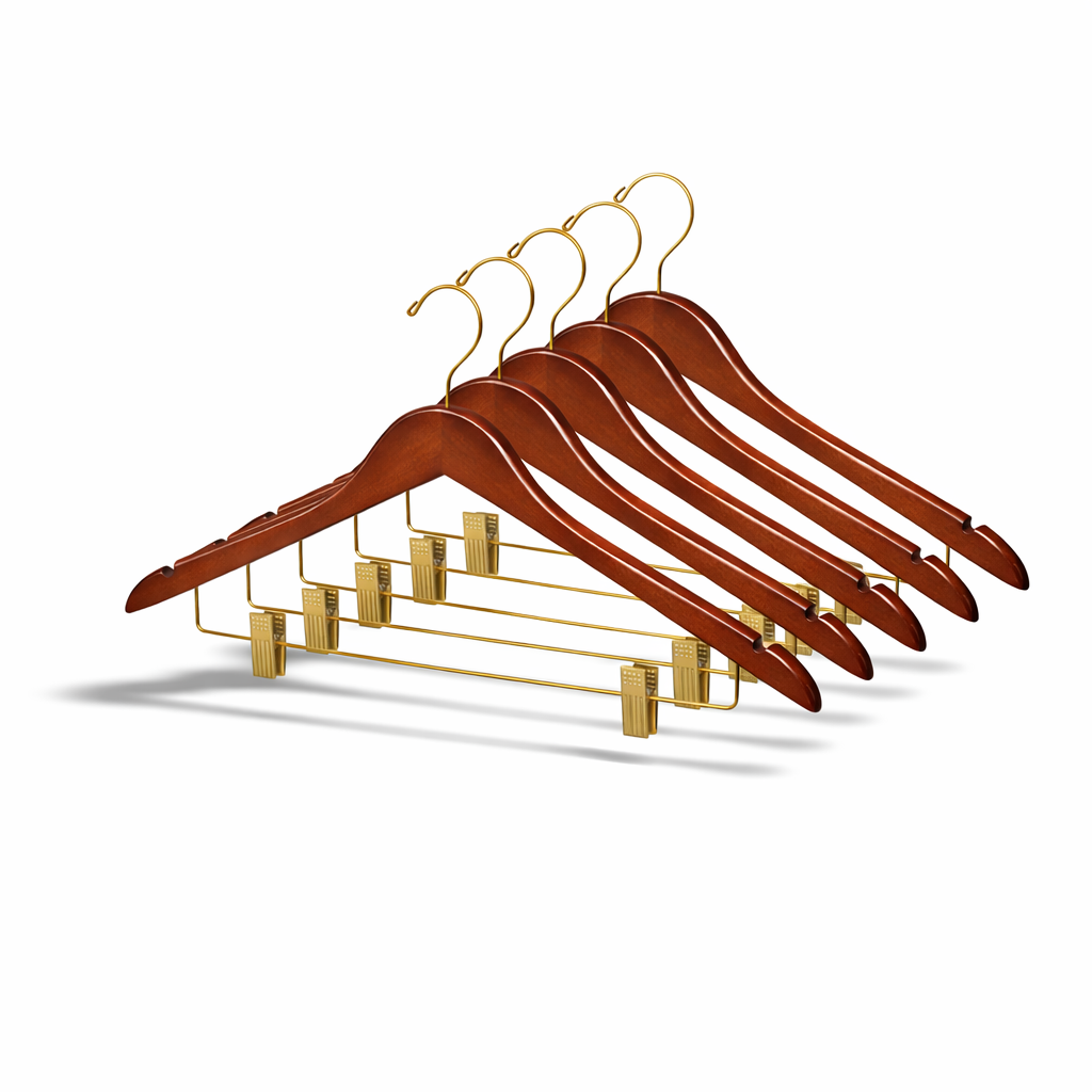 17" Wooden Suit Hanger with Metal Clips