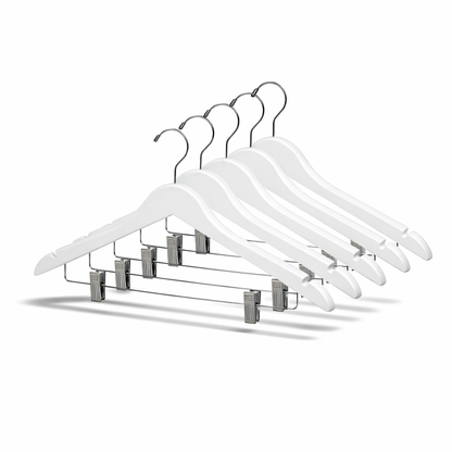 17" Wooden Suit Hanger with Metal Clips
