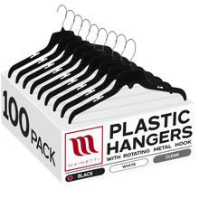 479, Recycle CG Type, 19" Black Plastic, Shirt Top Dress Hangers, with metal hook and notches for straps