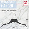 Mainetti 485, 15" Black Plastic, Shirt Top Dress Hangers, with turnable metal hook and notches for straps