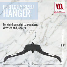 15" Black Plastic, Shirt Top Dress Hangers With Turnable Metal Hook & Notches For Straps (Mainetti 485)