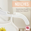 Mainetti 495, 10" White all Plastic, Shirt Top Dress Hangers, with notches for straps