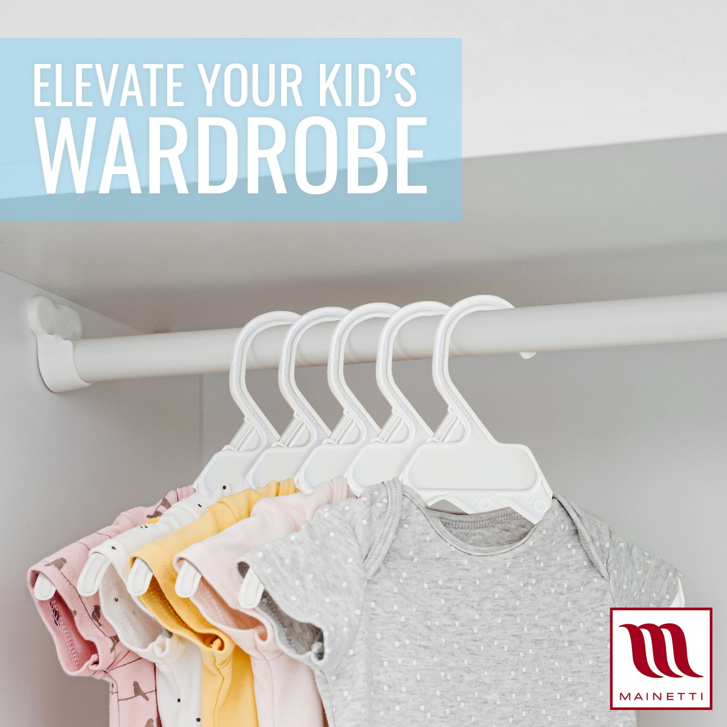 10" White all Plastic, Shirt Top Dress Hangers, with notches for straps (Mainetti 495)