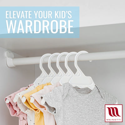 Mainetti 495, 10" White all Plastic, Shirt Top Dress Hangers, with notches for straps