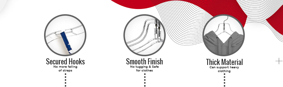 17" Clear Plastic Shirt-Top Dress Hangers, 360° Swivel Metal Hook, Notches For Straps (Mainetti 5400)