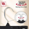 Mainetti 6008, 8" Black Plastic, Pant Skirt Slack Bottom Hangers, with turnable metal hook, sturdy plastic non-slip clips