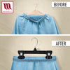 Mainetti 6008, 8" Black Plastic, Pant Skirt Slack Bottom Hangers, with turnable metal hook, sturdy plastic non-slip clips