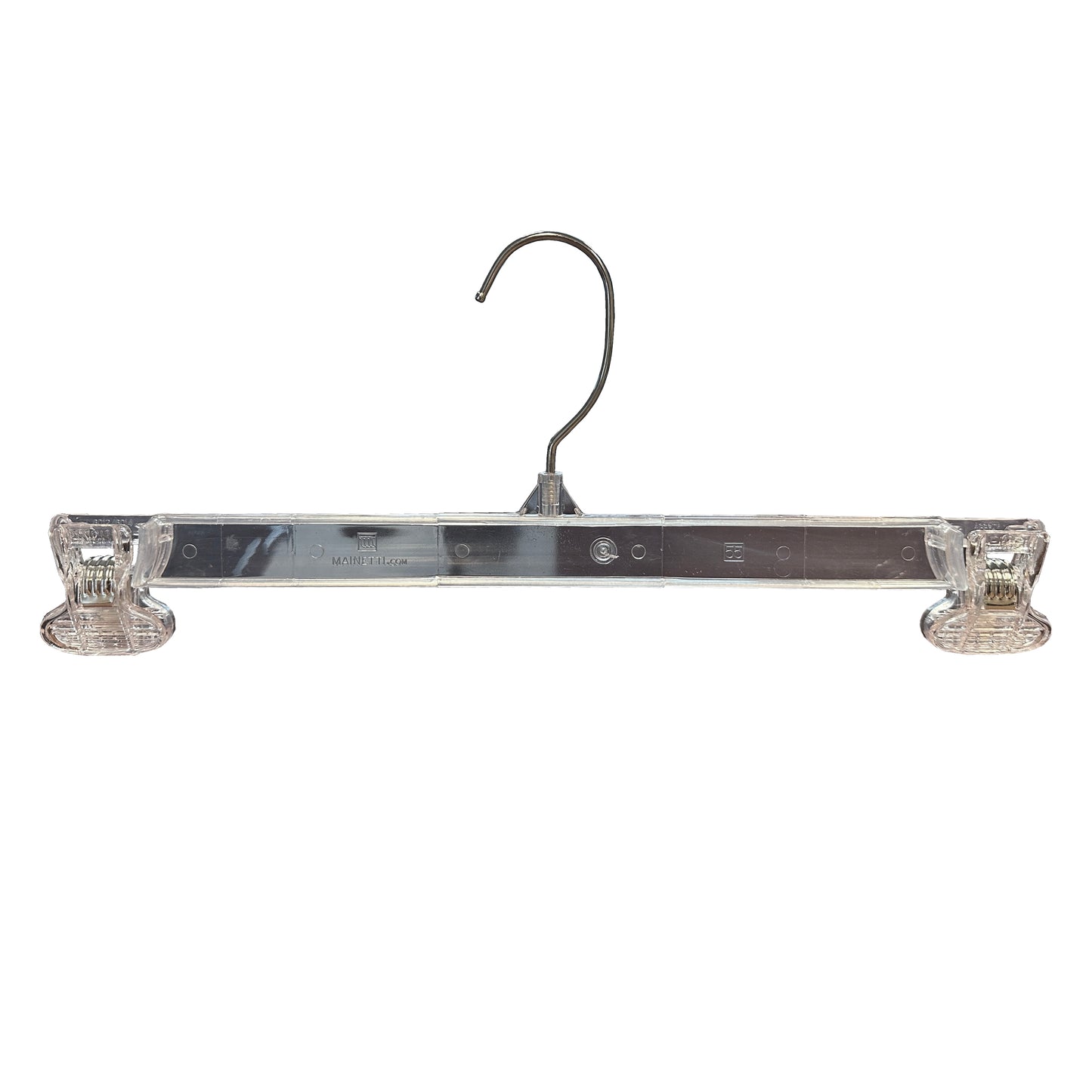 Mainetti 6014, 14" Plastic, Pant Skirt Slack Bottom Hangers, with metal hook, sturdy plastic non-slip clips