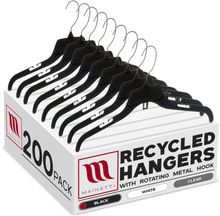 Mainetti 484 17" REUSE Black Plastic, Shirt Top Dress Hangers, with turnable metal hook and notches for straps