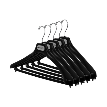 17" Black Plastic Suit Hanger with Flocked Bar (Mainetti AT42)