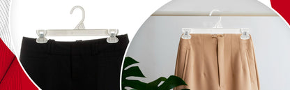 12" White Plastic Pant Skirt Slack Bottom Hangers With Non-Slip Clips (Mainetti 6112)