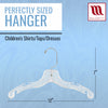 Mainetti 5075, 12" Clear Plastic, Children's Shirt Top Dress Hangers, with 360 swivel metal hook and notches for straps