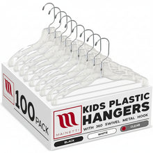 Mainetti 5075, 12" Clear Plastic, Children's Shirt Top Dress Hangers, with 360 swivel metal hook and notches for straps