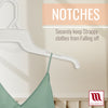 Mainetti 340, 16" White all Plastic, Shirt Top Dress Hangers, with notches for straps