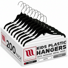 Mainetti 498, 12" Black Plastic, Shirt Top Dress Hangers, with turnable metal hook and notches for straps