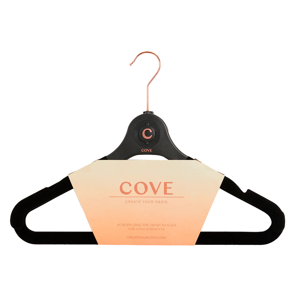 COVE *CREATE YOUR OASIS* 43cm Black rubberized hanger front piece with bar and rubber connector
