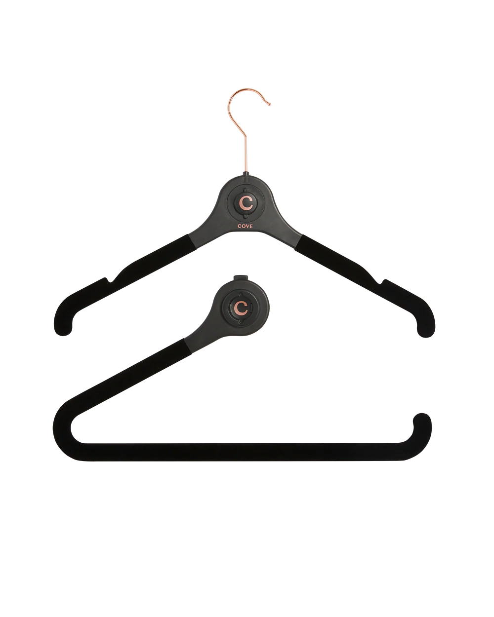 COVE *CREATE YOUR OASIS* 43cm Black rubberized hanger front piece with bar and rubber connector
