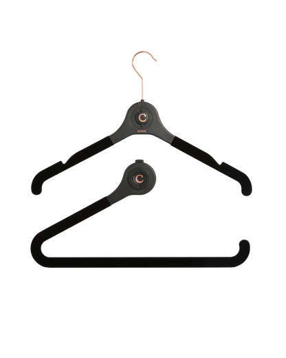 COVE *CREATE YOUR OASIS* 43cm Black rubberized hanger front piece with bar and rubber connector