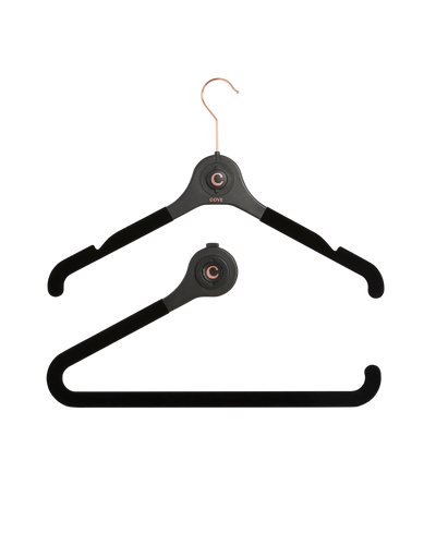 COVE *CREATE YOUR OASIS* 43cm Black rubberized hanger front piece with bar and rubber connector